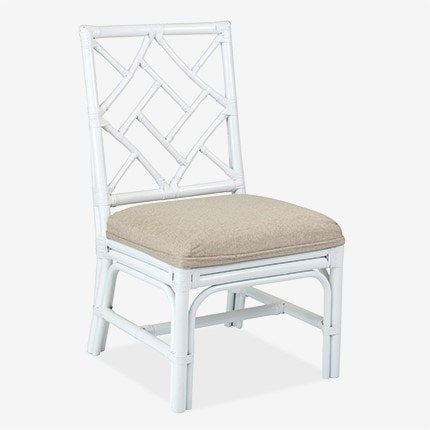 Hampton Chippendale Rattan Side Chair White Set of 2 by Jeffan | Side Chairs | Modishstore - 5