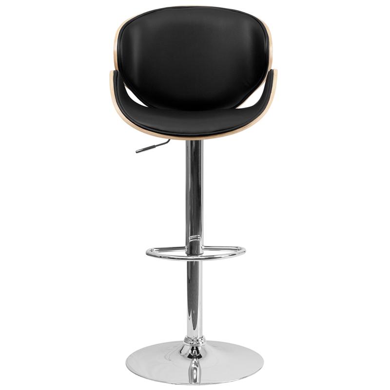 Beech Bentwood Adjustable Height Barstool With Curved Back And Black Vinyl Seat By Flash Furniture | Bar Stools | Modishstore - 4