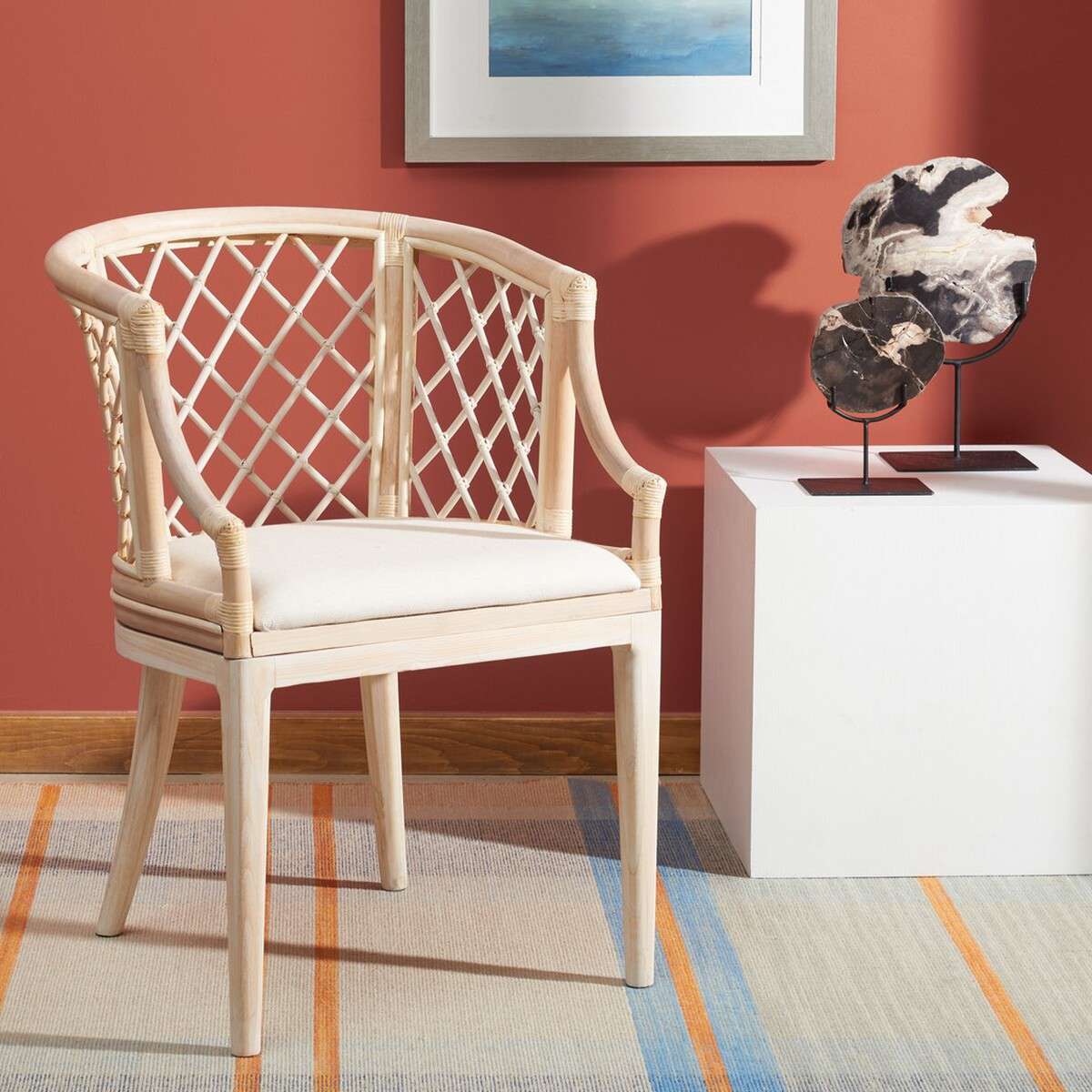 Safavieh Carlotta Arm Chair - Natural White Wash | Accent Chairs | Modishstore - 2