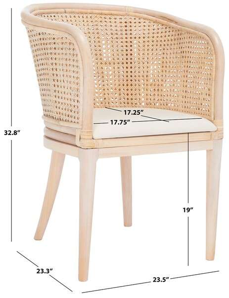 Safavieh Sistine Arm Chair W/ Cushion - Natural White Wash | Armchairs | Modishstore - 3