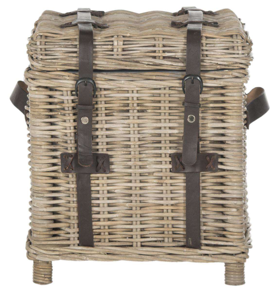 Safavieh Kacia Wicker Side Trunk - Gray |  | Modishstore