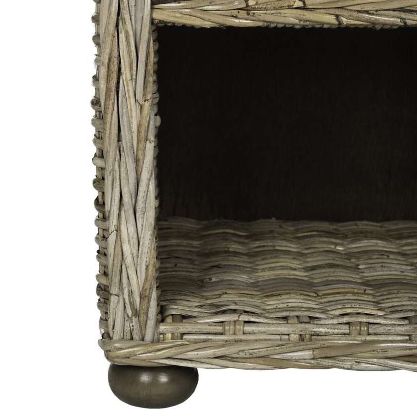 Safavieh Lagos Natural Grey Wicker Nightstand With Drawer And 8"H Storage | Nightstands | Modishstore - 3