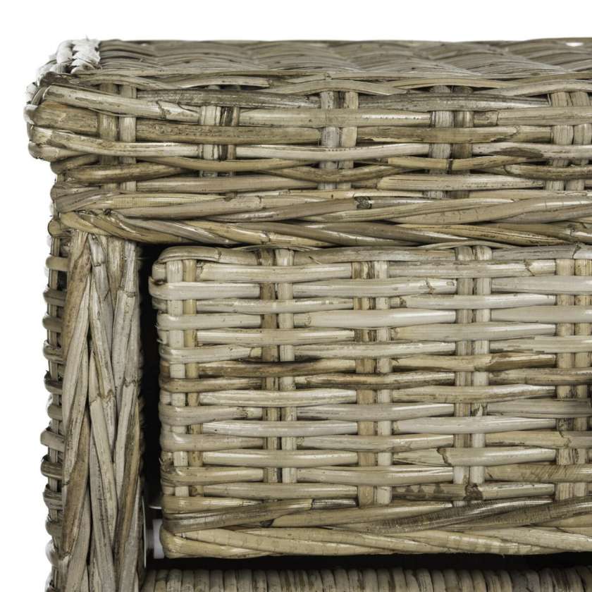Safavieh Lagos Natural Grey Wicker Nightstand With Drawer And 8"H Storage | Nightstands | Modishstore - 4