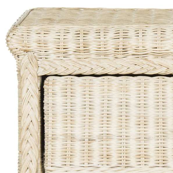 Safavieh Adira Natural White Wash Wicker Nightstand With Drawer And 8"H Storage | Nightstands | Modishstore - 4