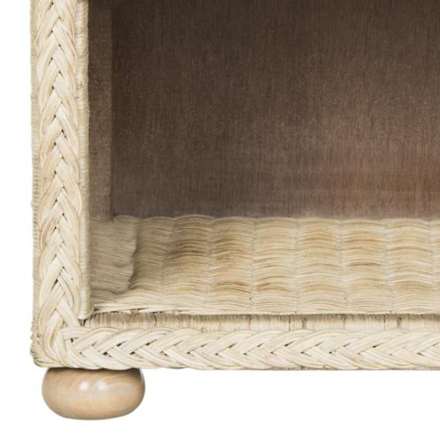 Safavieh Adira Natural White Wash Wicker Nightstand With Drawer And 8"H Storage | Nightstands | Modishstore - 3