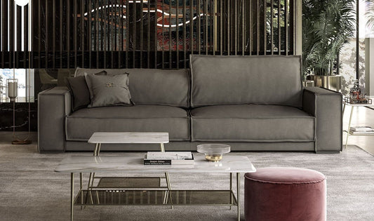 Coronelli Collezioni Sevilla - Italian Contemporary Grey Leather Sofa | Modishstore | Sofas