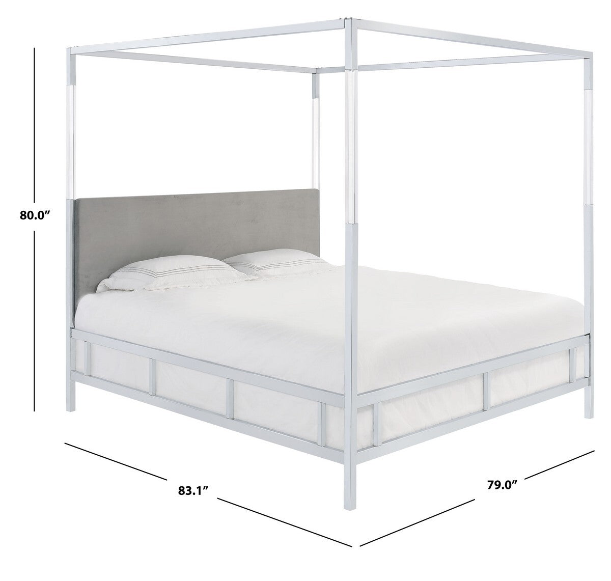 Safavieh Dorothy Acrylic Canopy Bed - Silver | Beds | Modishstore - 4