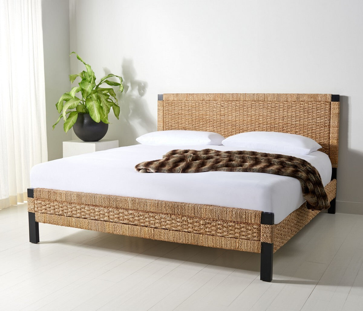 Safavieh Galen Woven Banana Stem Bed | Beds | Modishstore