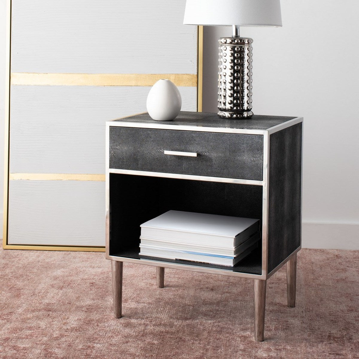 Safavieh Tammy Faux Shagreen Nightstand | Nightstands | Modishstore