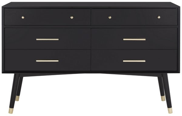 Safavieh Madden Retro Dresser - Black and Brass | Dressers | Modishstore - 2