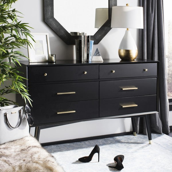 Safavieh Madden Retro Dresser - Black and Brass | Dressers | Modishstore