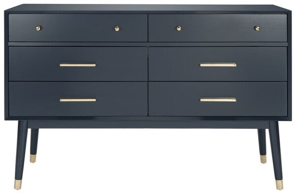 Safavieh Madden Retro Dresser - Navy and Brass | Dressers | Modishstore - 2