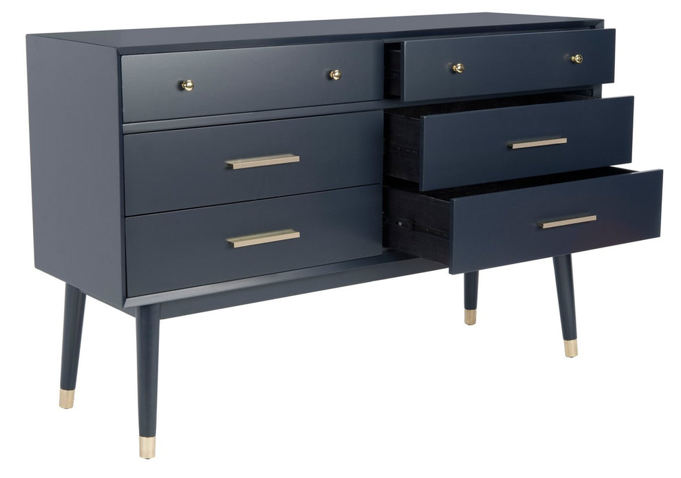 Safavieh Madden Retro Dresser - Navy and Brass | Dressers | Modishstore - 3