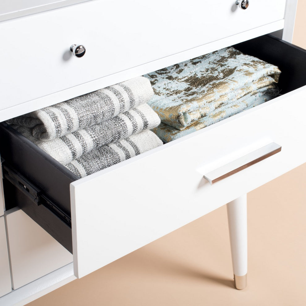 Safavieh Madden Retro Dresser - White and Silver | Dressers | Modishstore - 5