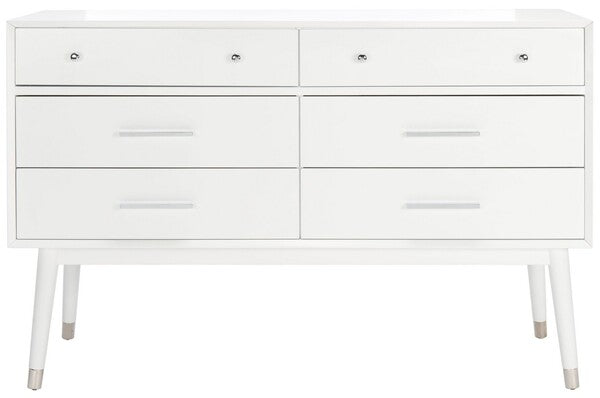 Safavieh Madden Retro Dresser - White and Silver | Dressers | Modishstore - 2