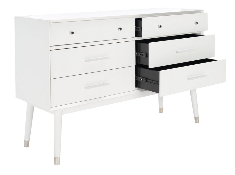 Safavieh Madden Retro Dresser - White and Silver | Dressers | Modishstore - 3