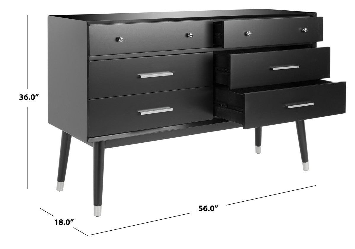 Safavieh Madden Retro Dresser - Black and Silver | Dressers | Modishstore - 3