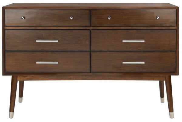 Safavieh Madden Retro Dresser - Walnut and Siver | Dressers | Modishstore - 2
