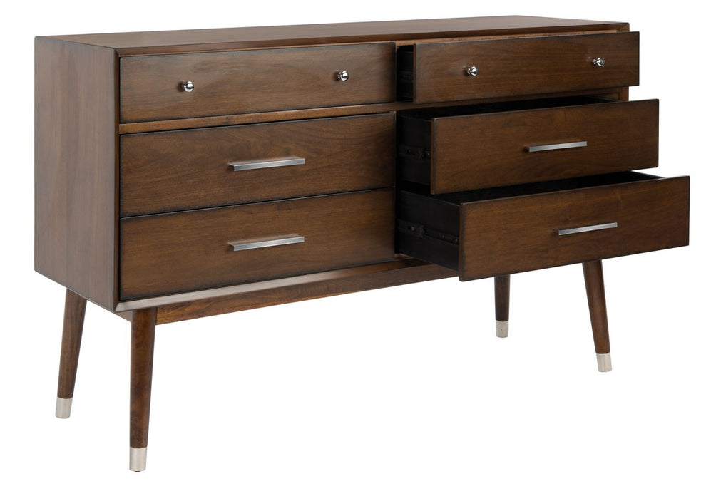 Safavieh Madden Retro Dresser - Walnut and Siver | Dressers | Modishstore - 3