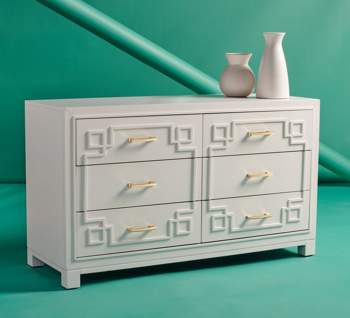 Safavieh Raina 6 Drawer Dresser - White | Dressers | Modishstore