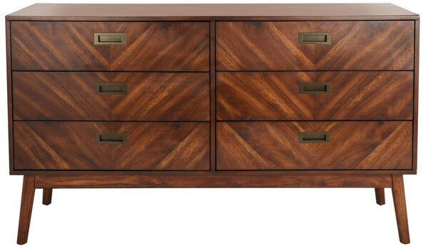Safavieh Donald 6 Drawer Dresser - Dark Walnut | Dressers | Modishstore - 2