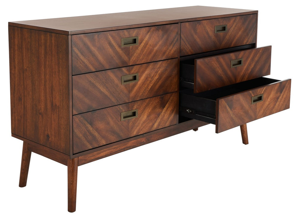 Safavieh Donald 6 Drawer Dresser - Dark Walnut | Dressers | Modishstore - 3