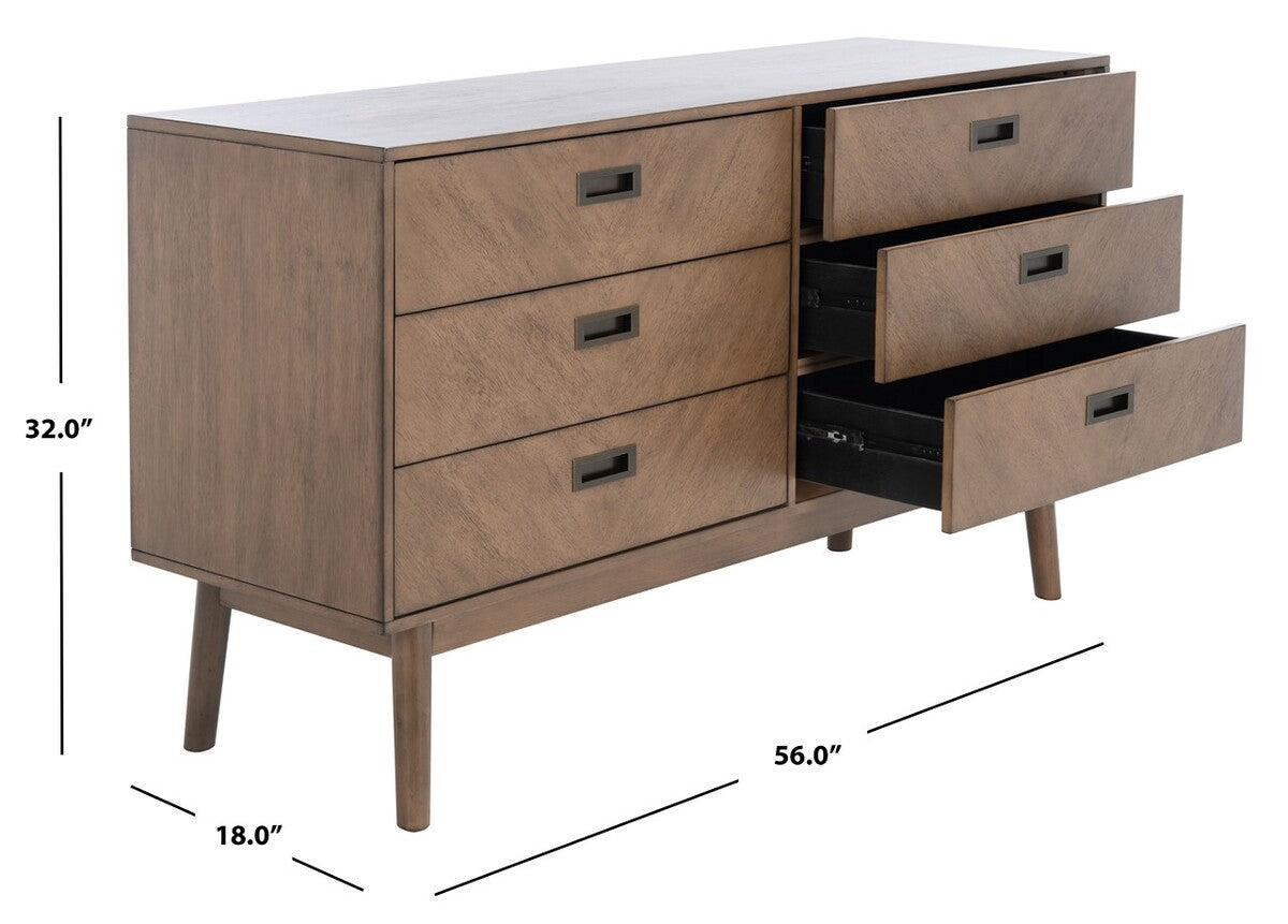 Safavieh Donald 6 Drawer Dresser - Wheat | Dressers | Modishstore - 4
