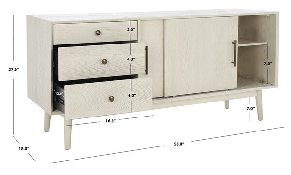 Safavieh Tomas Mid-Century Media Stand - White Washed | Accent Tables | Modishstore - 3