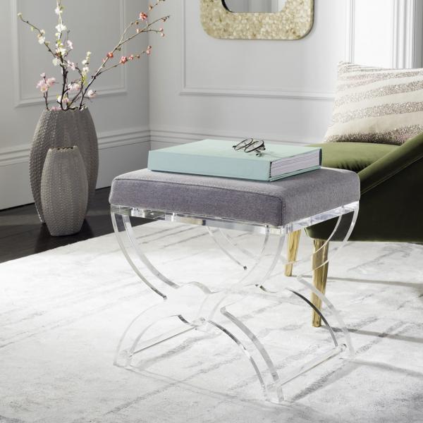 Safavieh Delfina Vanity Stool - Clear | Ottomans | Modishstore