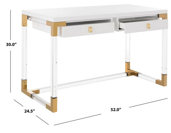 Safavieh Dariela Acrylic Desk - White | Desks | Modishstore - 3