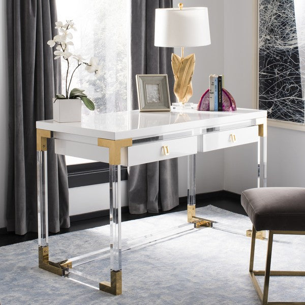 Safavieh Dariela Acrylic Desk - White | Desks | Modishstore
