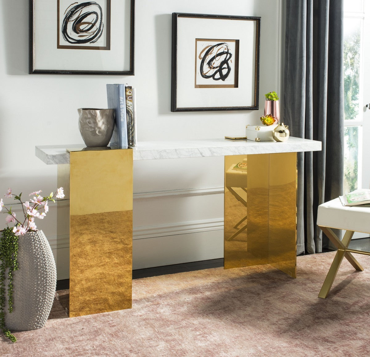 Safavieh Mycha Marble Console Table - White | Console Tables | Modishstore