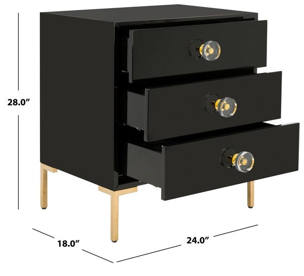 Safavieh Lucian 3-Drawer Side Table - Black | Accent Tables | Modishstore - 3