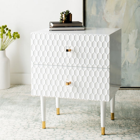 Safavieh Neptune 2 Drawer Side Table - White | Accent Tables | Modishstore
