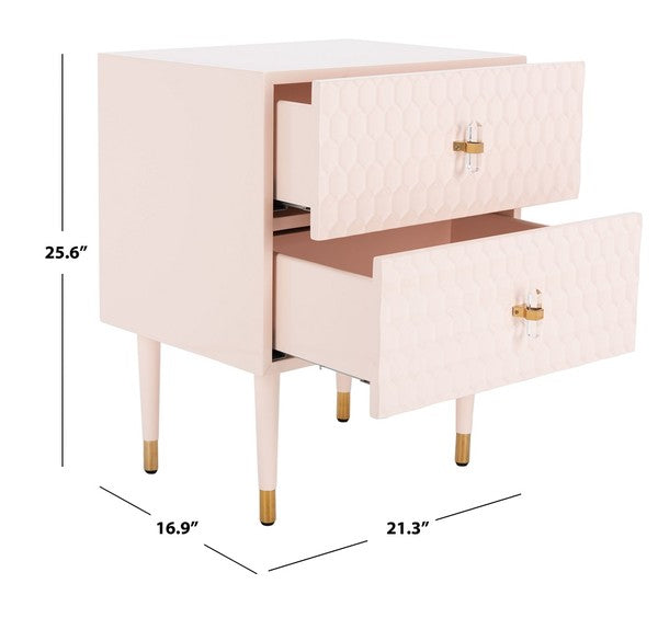 Safavieh Neptune 2 Drawer Side Table - Light Pink | Accent Tables | Modishstore - 3
