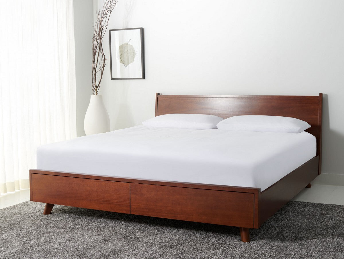 Safavieh Fitz 2 Drawer Storage Bed - Walnut | Beds | Modishstore