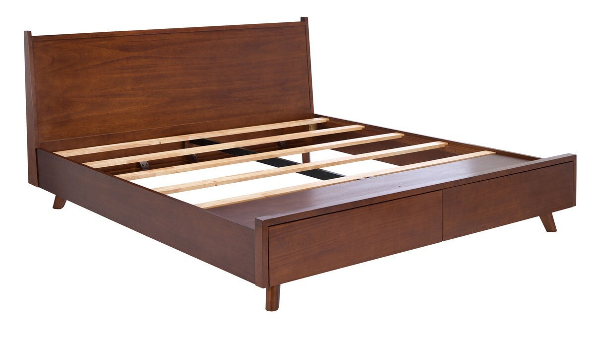 Safavieh Fitz 2 Drawer Storage Bed - Walnut | Beds | Modishstore - 4