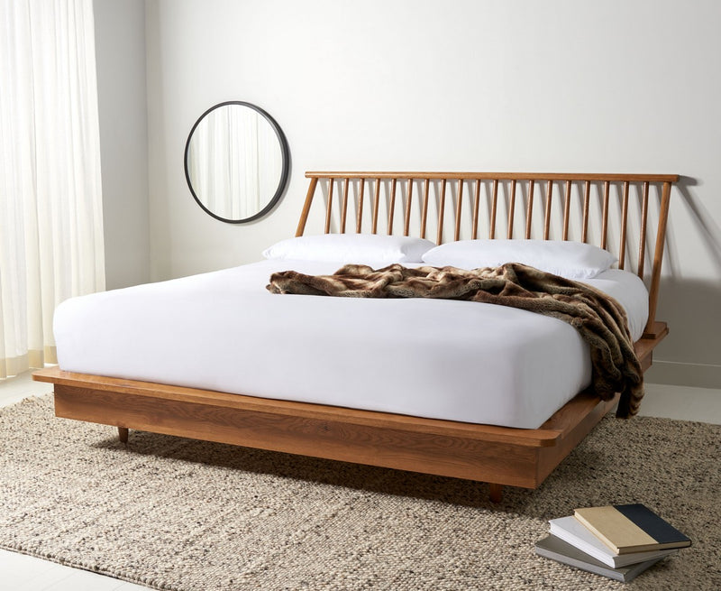 Safavieh Cassius Wood Spindle Bed - Light Brown | Beds | Modishstore