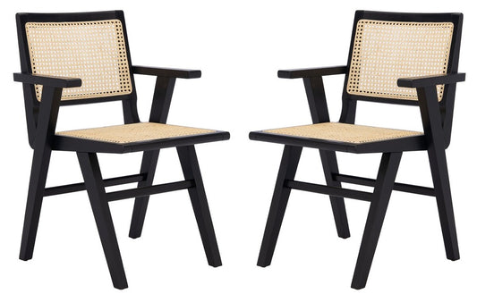 Safavieh Hattie French Cane Arm Chair Set Of 2 | Dining Chairs | Modishstore