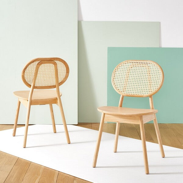 Safavieh Kristianna Rattan Back Chair Set Of 2 - Natural | Dining Chairs | Modishstore