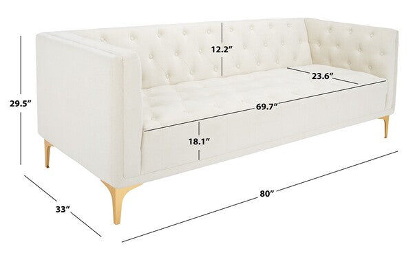 Safavieh Florentino Tufted Sofa - Creme | Sofas | Modishstore - 3