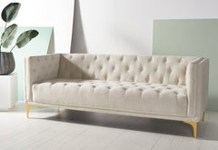 Safavieh Florentino Tufted Velvet Sofa - Creme