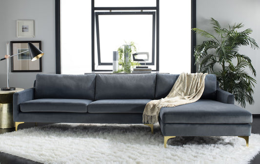 Safavieh Brayson Chaise Sectional Sofa - Dusty Blue | Sectional | Modishstore