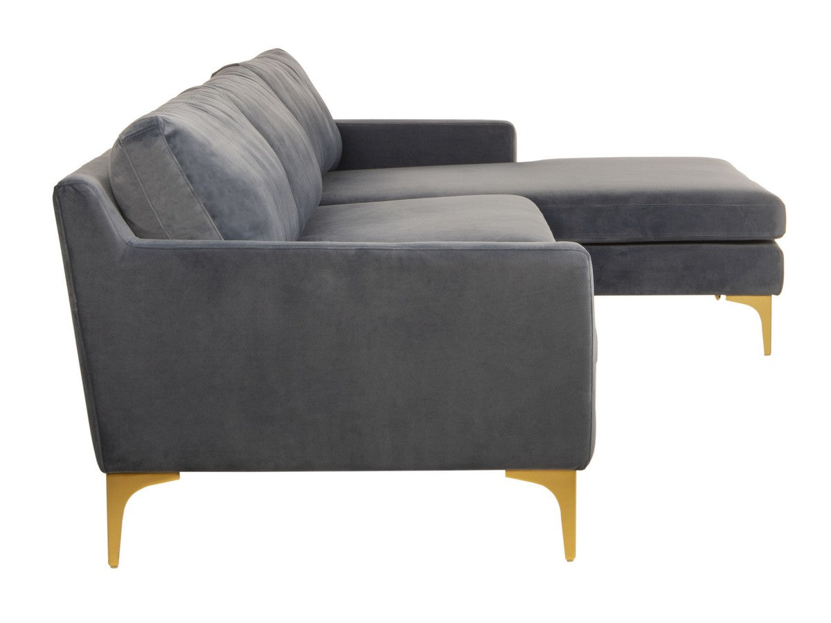 Safavieh Brayson Chaise Sectional Sofa - Dusty Blue | Sectional | Modishstore - 4