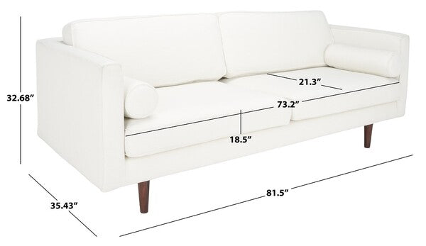 Safavieh Hurley Mid-Century Sofa - White | Sofas | Modishstore - 3