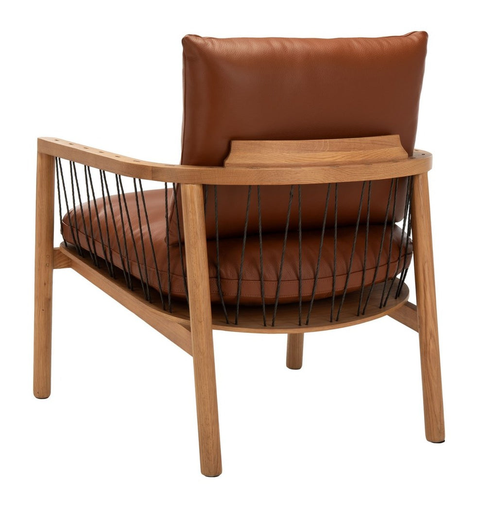 Safavieh Caramel Midcentury Leathe Chai | Accent Chairs | Modishstore - 2