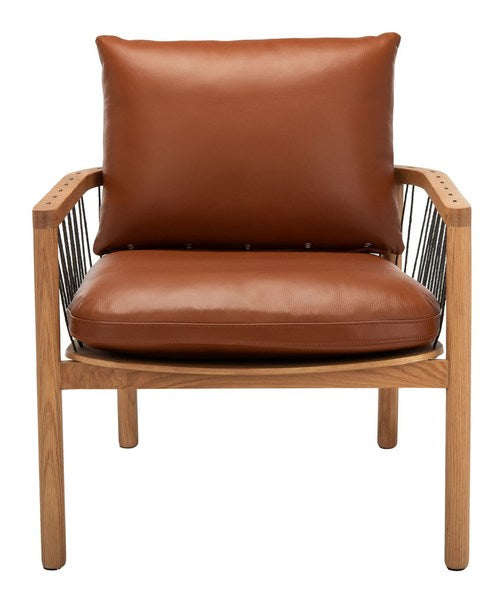 Safavieh Caramel Midcentury Leathe Chai | Accent Chairs | Modishstore - 5