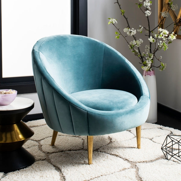 Safavieh Razia Channel Tufted Tub Chair - Seafoam | Accent Chairs | Modishstore