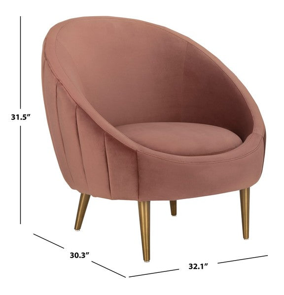Safavieh Razia Channel Tufted Tub Chair - Dusty Rose | Accent Chairs | Modishstore - 3