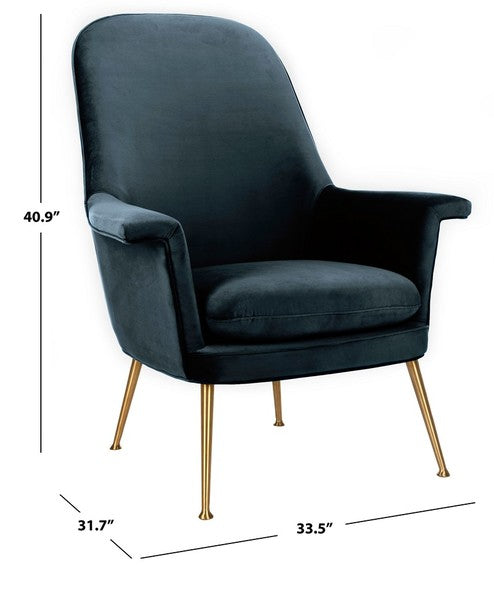 Safavieh Aimee Velvet Arm Chair - Navy | Accent Chairs | Modishstore - 3
